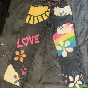 Hand Painted Hippie 60-70’s Carhartt Mom Jeans